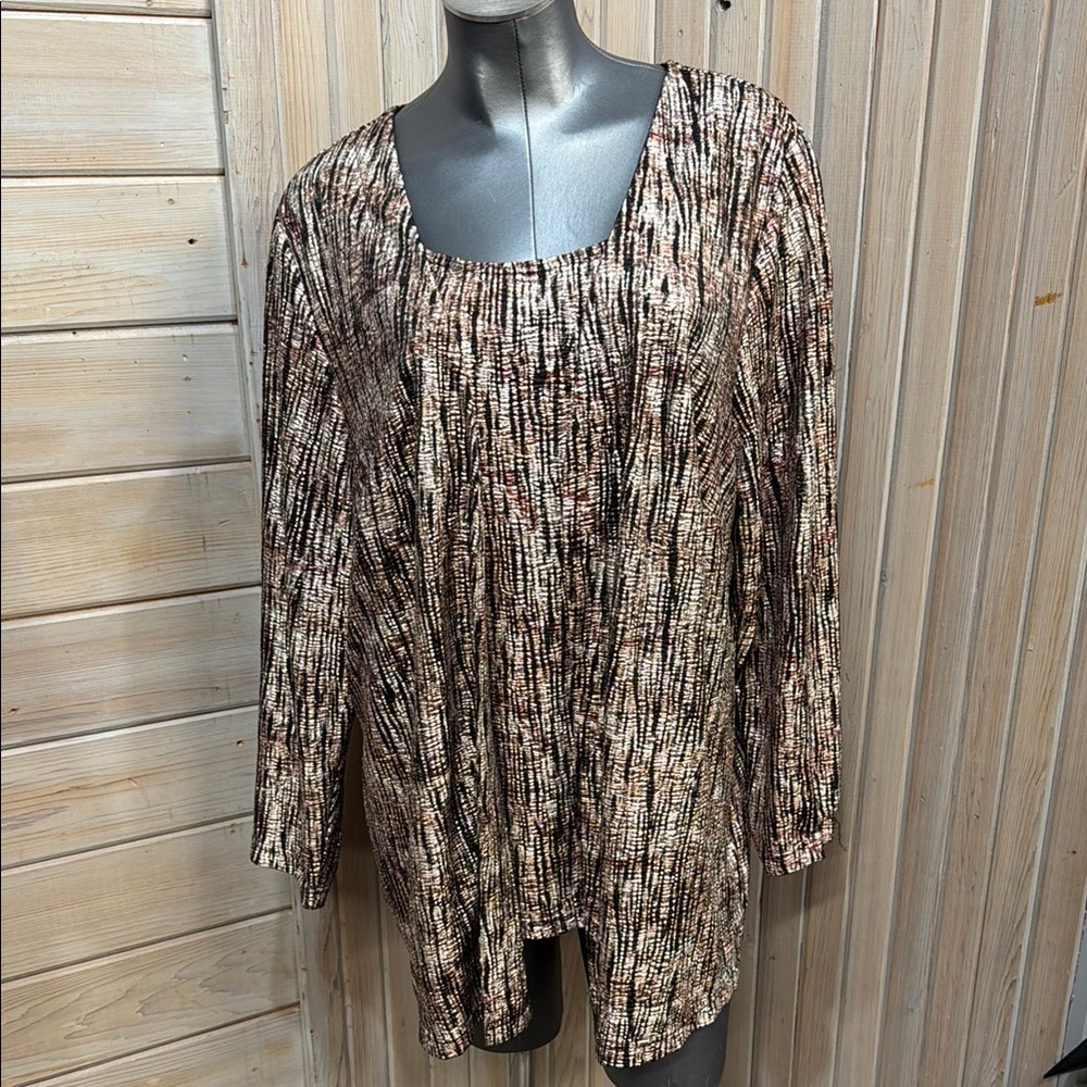 dressbarn Black & Silver Shimmer Relaxed Blouse
